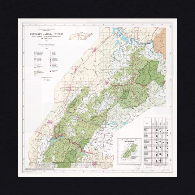 Cherokee National Forest Map (1996) Vintage Tennessee Woodland Park Atlas by Bravuramedia